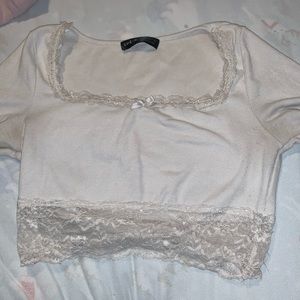 Lace White Tshirt Cropped
